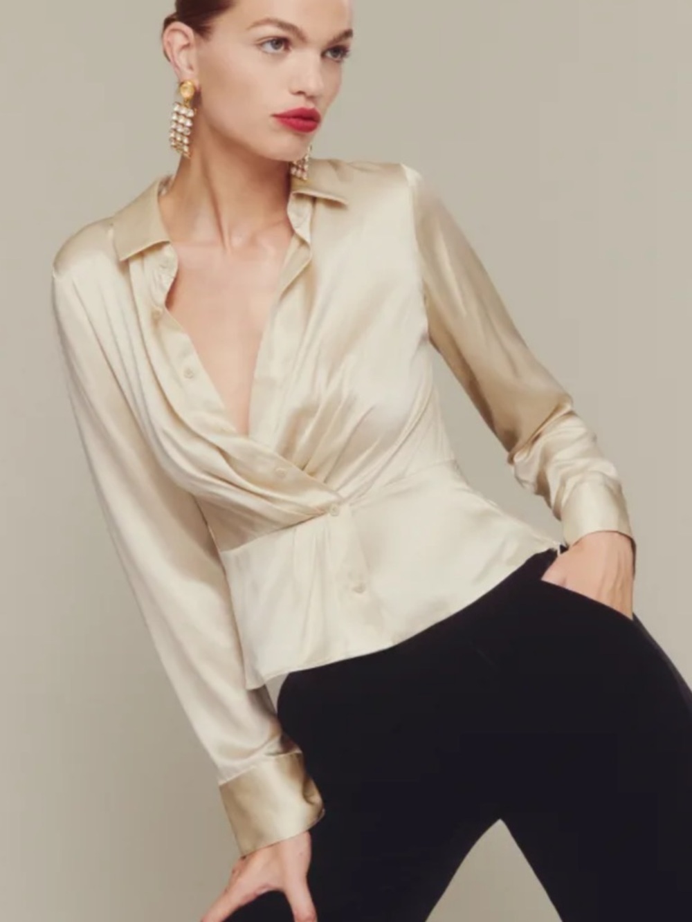 Reformation Rennes Silk Top